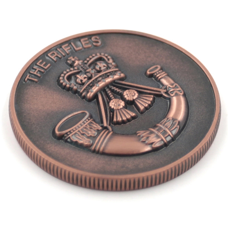 Monedas de desafío de metal de cobre antiguo personalizadas de fábrica china