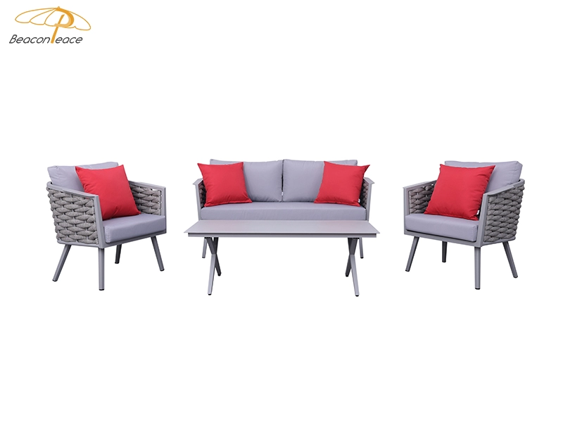 Muebles personalizados modernos del salón del sofá del sofá del patio del jardín que tejen la cuerda