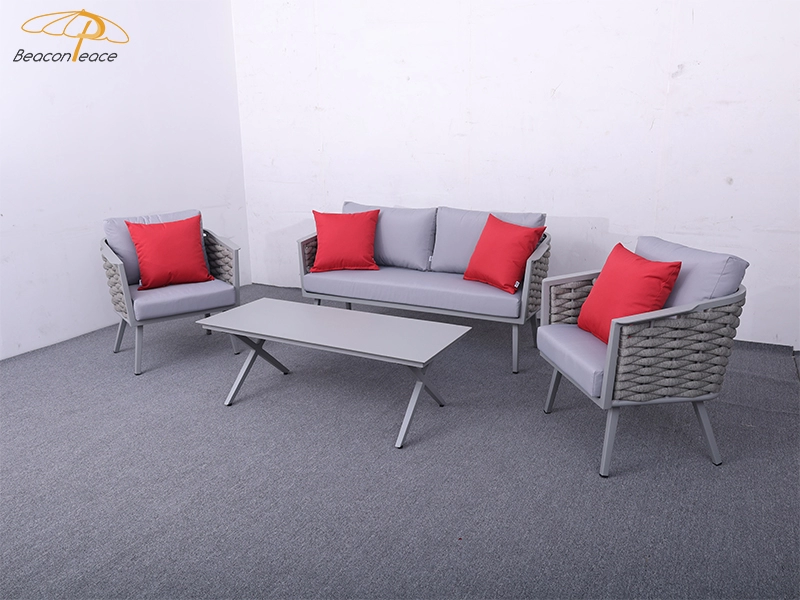 Muebles personalizados modernos del salón del sofá del sofá del patio del jardín que tejen la cuerda