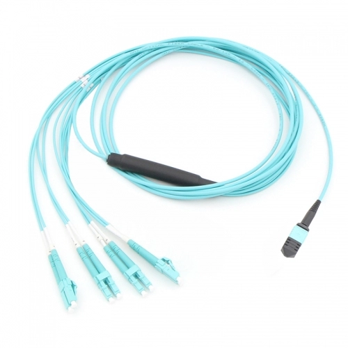 Cable de distribución/desconexión del arnés de fibra óptica multimodo OM3 dúplex MPO-4LC de 8 fibras
