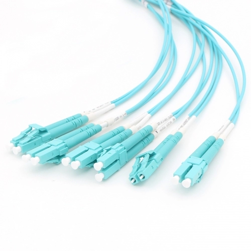 12 fibras MPO (macho) -6LC Cable multimodo de distribución/desconexión del arnés de fibra óptica dúplex OM3